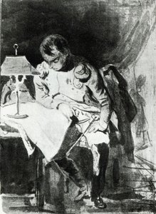 Napoleon studying his maps by lamplight, c.1800